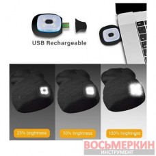 Шапка 21х23 см со сьемным фонариком черная RF-444 RockForce