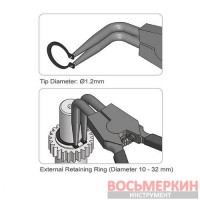 Круглогубцы для снятия стопорных колец 170x60 мм разжим загнутые 90° Extra Long DCBJ1382 Toptul