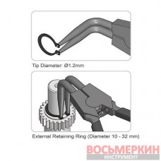 Круглогубцы для снятия стопорных колец 170x60 мм разжим загнутые 90° Extra Long DCBJ1382 Toptul