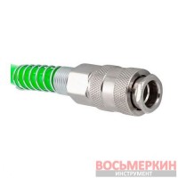 Шланг витой полиуретановый 14мм х 10мм х 20м с быстроразъемами F-1410-20Green Forsage