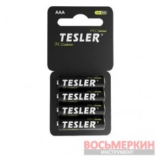 Батарейка Zinc Carbon AAA черная мини-пальчик Tesler комплект 4 штуки цена за 1 штуку