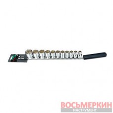 Набор дюймовых головок 12-гранных 1/2 11 единиц на планке GBAQ1102 Toptul