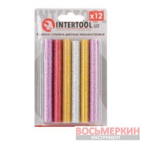 Комплект цветных перламутровых клеевых стержней 11.2 мм х 100 мм 12 штук RT-1029 Intertool