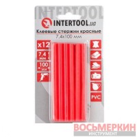 Комплект красных клеевых стержней 7.4 мм х 100 мм 12 штук RT-1043 Intertool