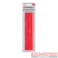Комплект красных клеевых стержней 7.4 мм х 200 мм 12 штук RT-1044 Intertool
