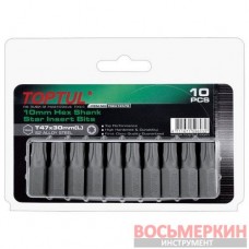 Набор бит 10 мм 30 мм T30 10 единиц на блистере FSEA1230G Toptul