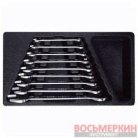 Набор рожковых ключей в ложементе 9 единиц от 6 мм до 27 мм T40593 Ampro