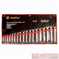 Набор ключей комбинированных 18 единиц от 6 мм до 24 мм T40190 Ampro