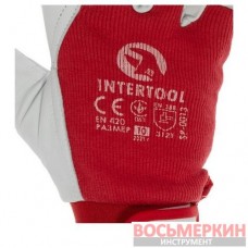 Перчатка кожаная комбинированная из высококачественной кожи и ткани с подкладкой 10 SP-0013 Intertool