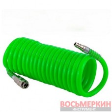 Шланг витой полиуретановый 12мм х 8мм х 5м с быстроразъемами RF-1208-5Green Rockforce