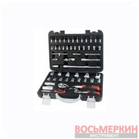 Набор головок дюймовых метрических с воротками и трещетками 1/4 и 1/2 56 предметов T46180 Ampro