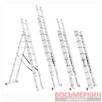Лестница алюминиевая 3 секции ун-я расклад. 3*9ступ. 5.93м LT-0309 Intertool