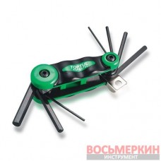 Набор складной ключей HEX: 2,2.5,3,4,5,6,8мм (материал CRV-6150) AGFB0701 TopTul, Тайвань