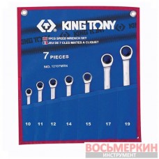 Набор ключей комбинированных с трещоткой 7 единиц от 10 мм до 19 мм 12107MRN King Tony