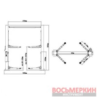 Подъемник двухстоечный верхн 4000 кг 208 C 220 V Peak