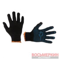 Перчатка трикотажная с ПВХ точкой цвет черный размер 10 SP-0129 Intertool