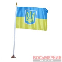 Сувенир Флажок Украина с гербом двухсторонний длина 32 см с присоской
