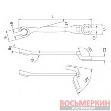 Ключ разрезной с полукарданом 22х22 мм AWT-FXH2222-HT Licota