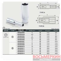 Головка торцевая длинная 1/4 12мм BAEE0812 TOPTUL
