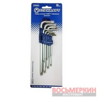 Набор ключей TORX с отверстием Г-образных длинных 9ед. TKS0902 Стандарт