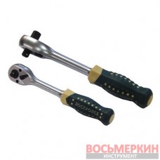 Трещотка реверсивная двухсторонняя с резиновой ручкой 1/2 3/8 длина 250 мм 72 зуба RF-802421 Rock Force