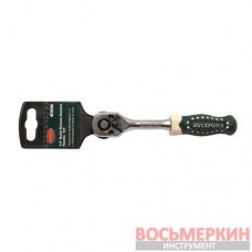 Трещотка реверсивная с резиновой ручкой 1/4 длина 155 мм 72 зуба на пластиковом держателе RF-80722 Rock Force