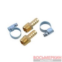 Штуцер пневматический наружная резьба 1/2 елочка 12 мм комплект 2 штуки хомуты для крепежа в блистере RF-MH08/08 RockForce