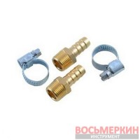 Комплект пневматических штуцеров наружная резьба 3/8 елочка 8мм хомуты RF-MH06/05 RockForce