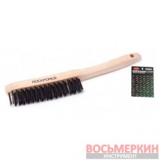Щетка по металлу ручная в усиленном деревянном корпусе 4x15 рядов RF-340117217 RockForce