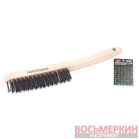 Щетка по металлу ручная в усиленном деревянном корпусе 6x15 рядов RF-340117232 RockForce