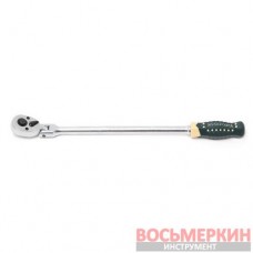 Трещотка реверсивная шарнирная удлиненная с резиновой ручкой 3/8 72 зуба длина 450 мм RF-802318L Rock Force