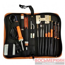 Паяльник электрический с набором инструментов и аксессуаров 17 предметов в сумке F-8272-17 Forsage