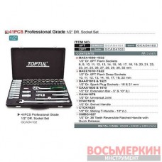 Набор инструмента комбинированный 1/2 (короткие+длинные головки) GCAD4102 Toptul