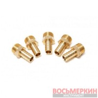 Штуцер пневматический наруж. резьба 1/2 елочка 6 мм комплект 5 штук F-MH08/04K Forsage