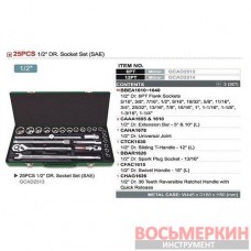 Набор инструмента дюймового 1/2 25ед. GCAD2513 TOPTUL