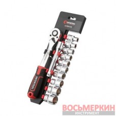 Набор головок 1/2 10-24 мм удлинитель рукоятка с храповым механизмом 72 зуба 12 единиц Cr-V STORM ET-8014 Intertool
