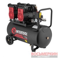 Компрессор 50 л 2x1.1кВт 220В 8атм 320 л/мин 1400 об/мин малошумный безмасляный 4 цилиндра PT-0027 Intertool