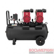 Компрессор 50 л 2x1.1кВт 220В 8атм 320 л/мин 1400 об/мин малошумный безмасляный 4 цилиндра PT-0027 Intertool