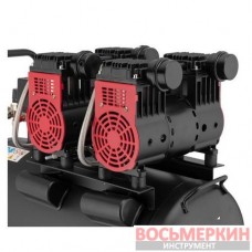 Компрессор 50 л 2x1.1кВт 220В 8атм 320 л/мин 1400 об/мин малошумный безмасляный 4 цилиндра PT-0027 Intertool