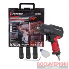 Пневмогайковерт ударный Twin Hammer с регулировкой усилия 1/2 c набором головок 1450Hм 7000об/мин F-82549K4 Forsage