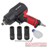 Пневмогайковерт ударный Twin Hammer с регулировкой усилия 1/2 c набором головок 1450Hм 7000об/мин F-82549K4 Forsage