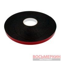 Скотч двухсторонний 19 мм красная лента черная основа бобина 50 м