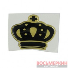 Эмблема силиконовая Корона черная с золотом 5 см х 4 см