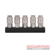 Разветвитель воздуха 1/4 на 5 выходов прямой с быстроразъемными соединениями 10bar PT-1857 Intertool