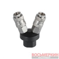 Разветвитель воздуха 1/4 на 2 выхода V-образный с быстроразъемными соединениями 10bar PT-1852 Intertool