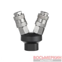 Разветвитель воздуха 1/4 на 2 выхода V-образный с быстроразъемными соединениями 10bar PT-1852 Intertool