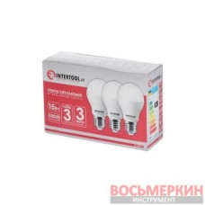 Лампы светодиодные набор из 3 штук LL-0017 LED A60 E27 15Вт 150-300В LL-3017 Intertool