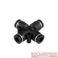 Соединение цанговое Х-образное для полиуретановых и др. шлангов 6 мм PT-2366 Intertool