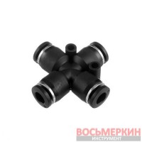 Соединение цанговое Х-образное для полиуретановых и др. шлангов 6 мм PT-2366 Intertool