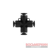Соединение цанговое Х-образное для полиуретановых и др. шлангов 6 мм PT-2366 Intertool